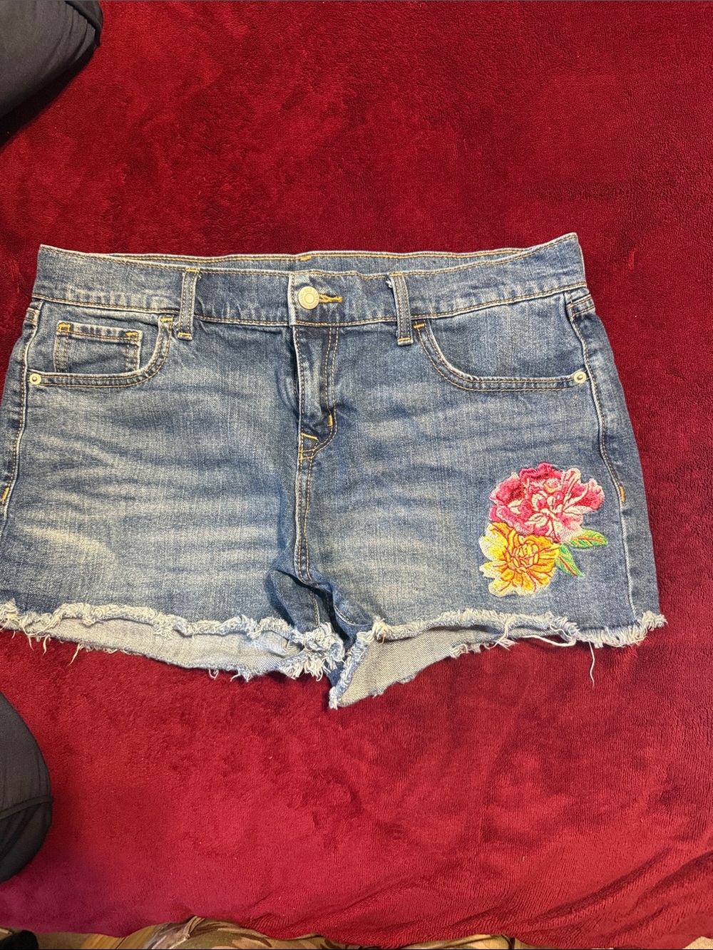 Old Navy Blue Denim Shorts with Floral Patch